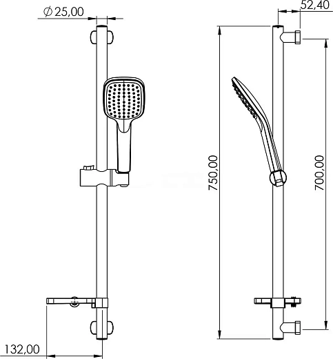 Душевой гарнитур Teska Veno Ganj AKS6100 с мыльницей