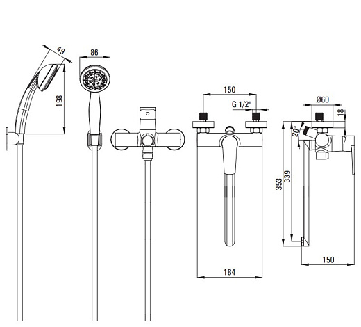 Смеситель для ванны Deante Tubo BUT_057M хром