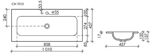 Умывальник Ceramicanova Grace CN7013MB 101см сантехфарфор черный матовый, CN7013MB