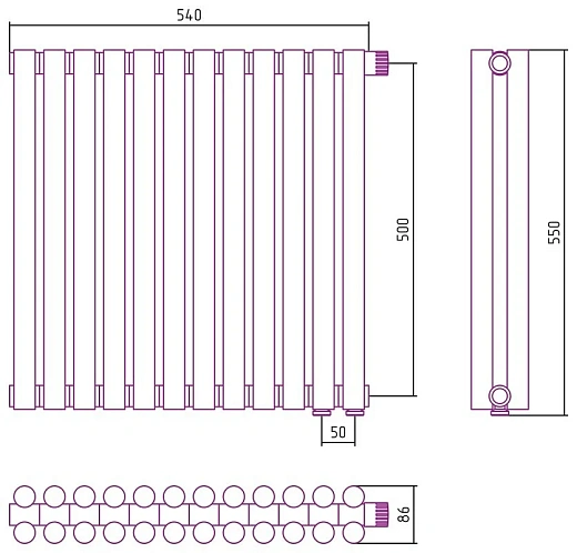 Радиатор стальной трубчатый Сунержа Эстет-11 EU50, ширина 55 см, высота 50 см, 12 секций, нижнее подключение левое EU50/правое EU50, хром, 00-0312-5012 Радиатор стальной трубчатый Сунержа Эстет-11 EU50, ширина 55 см, высота 50 см, 12 секций, нижнее подключение левое EU50/правое EU50, хром, 00-0312-5012