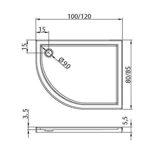 Душевой поддон New Trendy MAXIMA ULTRA L 120x85x5,5 (var 1)