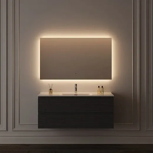 Зеркало Sancos Square 2.0 SQ2.1200, 120 x 70 см, с подсветкой, c сенсорным выключателем, цвет белый