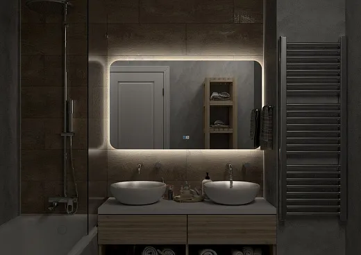 Зеркало Континент Burzhe 1200x700 открытая подсветка, антизапотевание ЗЛП2299
