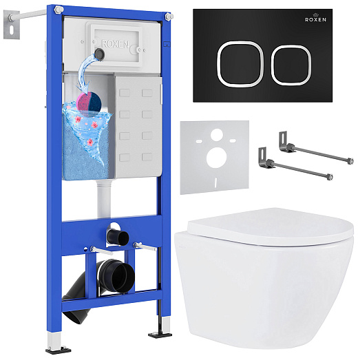 Комплект инсталляции с унитазом 6 в 1 Roxen StounFix Dual Fresh 543489 (состоит из: 710200, Santi 410280B, 530185-02) Комплект инсталляции с унитазом 6 в 1 Roxen StounFix Dual Fresh 543489 (состоит из: 710200, Santi 410280B, 530185-02)