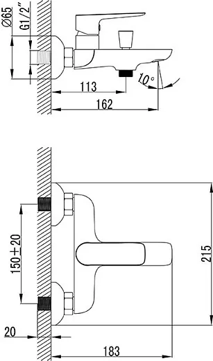 Смеситель для ванны Ravak CL 022,00/150