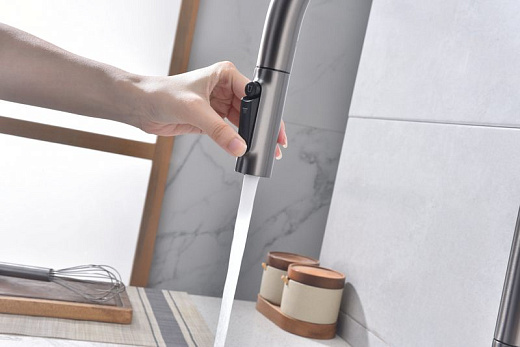 Смеситель PAULMARK UNIVERSAL Un213880-GM, (черный/вороненая сталь)