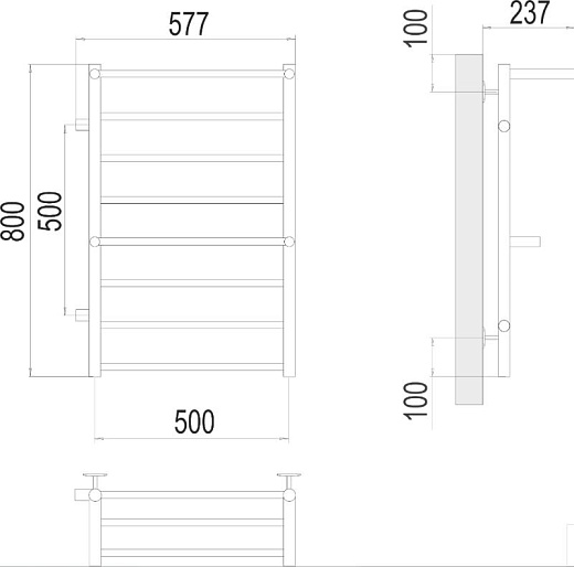 Полотенцесушитель водяной Terminus Аврора П8 500х800 хром с 2 полками