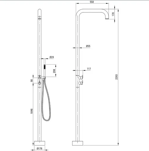 Душевая система Deante Silia Steel NQS_F4GM брашированная сталь
