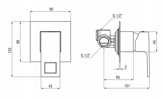 Смеситель Deante Anemon Bis BBZ_N44L скрытого монтажа на 1 функцию черный