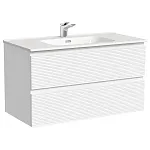 Тумба под раковину Sancos Folk FL90W, 90 см подвесная, с рельефным фасадом, Bianco