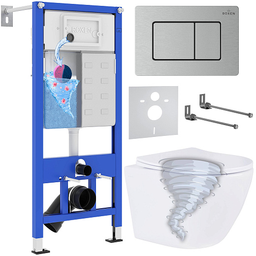 Комплект инсталляции с унитазом 6 в 1 Roxen StounFix Dual Fresh 968430 (состоит из: 710200, Steel 420280S, 530205-01) Комплект инсталляции с унитазом 6 в 1 Roxen StounFix Dual Fresh 968430 (состоит из: 710200, Steel 420280S, 530205-01)