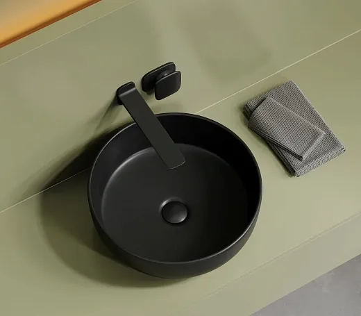Раковина Ceramicanova Taycan CN12003MB, 37.5 см, сантехфарфор, накладная, черный матовый