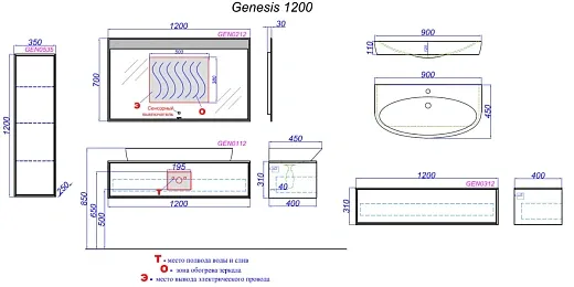 Комод подвесной Aqwella Genesis 120 миллениум серый