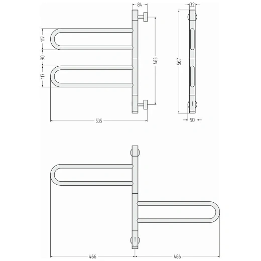Полотенцесушитель электрический Сунержа Парео 4.0, 600x550, цвет шампань, 020-0823-0567