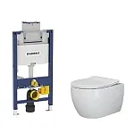 Инсталляция Geberit Omega, с безободковым унитазом Ceramicanova Play Rimless, сиденье микролифт, 111.030.00.1/CN3001, сантехфарфор