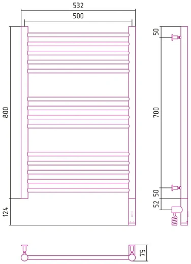Полотенцесушитель электрический Сунержа Богема 3.0, 800x500, золото, 03-5805-8050