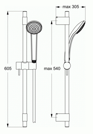 Душевой гарнитур Ideal Standard Idealrain Pro S1, лейка 1 режим, штанга 60 см, B9829AA