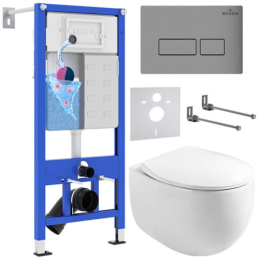 Комплект инсталляции с унитазом 6 в 1 Roxen StounFix Dual Fresh 964210 (состоит из: 710200, Caspia 410280M, 530170-01)