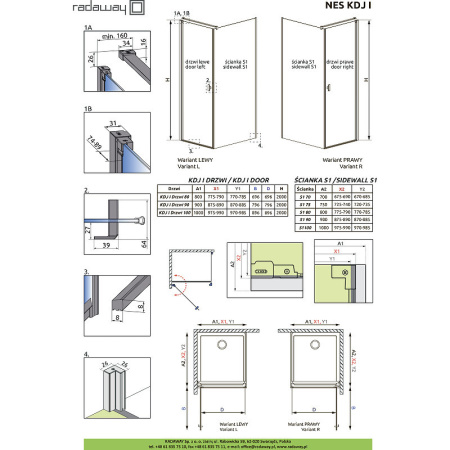 Боковая панель Radaway Nes S1 90 хром