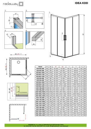 Душевая дверь Radaway Idea KDD 100 100х200 хром правая