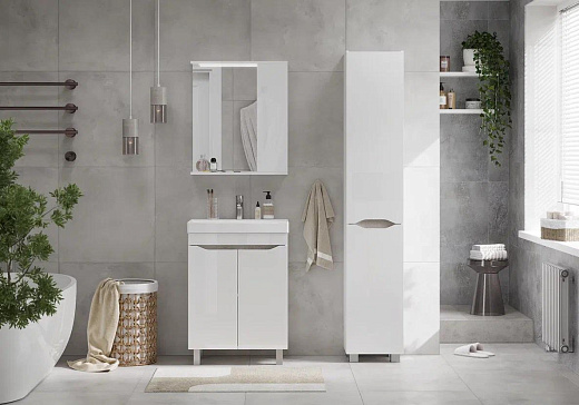 Шкаф с зеркалом Volna Lake 60 белый правый