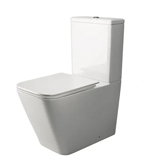 Напольный унитаз Ceramicanova Cubic Rimless CN1803, безободковый, с бачком, сиденье Soft Close, сантехфарфор, белый