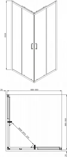 Душевой уголок Adema Glass Line Vierkant 90x90 (матовый)