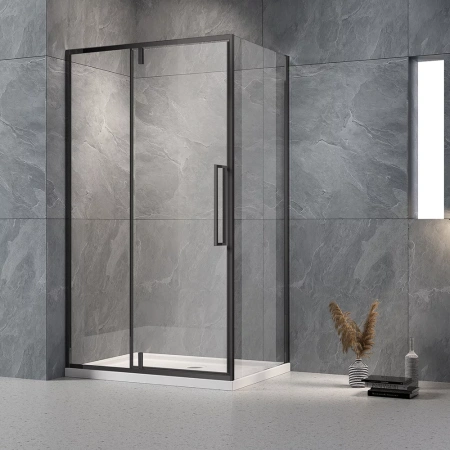Душевой уголок Veconi RV034B-11080-01-C7 110x80 стекла прозрачные, профиль черный матовый Душевой уголок Veconi RV034B-11080-01-C7 110x80 стекла прозрачные, профиль черный матовый