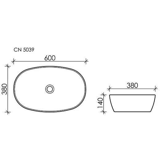 Умывальник Ceramicanova Element CN5039 60см накладной сантехфарфор белый, CN5039