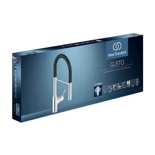 Смеситель для кухонной мойки Ideal Standard GUSTO BD417GN с высоким трубчатым вытяжным изливом R-типа