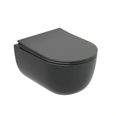 Подвесной унитаз Ceramica Nova Modena, CN6063MDH, безободковый, крышка-сиденье микролифт, темный антрацит матовый, сантехфарфор