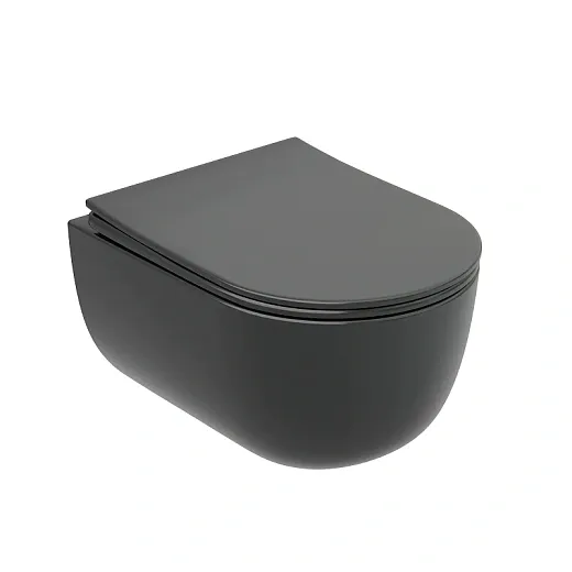 Подвесной унитаз Ceramica Nova Modena, CN6063MDH, безободковый, крышка-сиденье микролифт, темный антрацит матовый, сантехфарфор