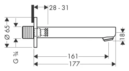 Излив Hansgrohe Metropol S для ванны, 14420000