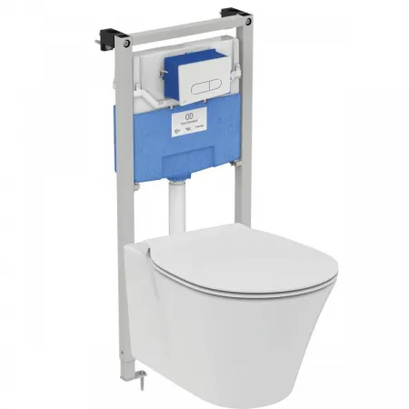 Комплект инсталляции Ideal Standard CONNECT AIR AquaBlade с сиденьем и крышкой E036601, инсталляцией PROSYS 120 P и пневматической панелью смыва OLEAS P1, E005401