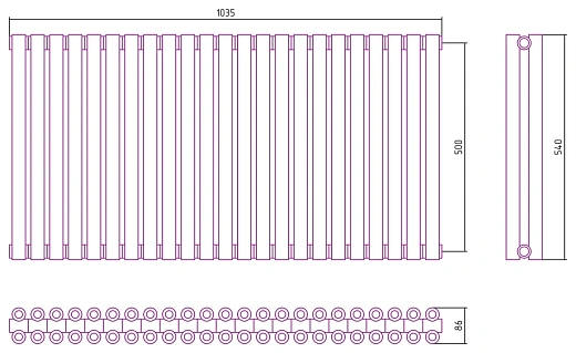 Радиатор стальной трубчатый Сунержа Эстет-00, 23 секции, боковое подключение, хром, 00-0332-5023 Радиатор стальной трубчатый Сунержа Эстет-00, 23 секции, боковое подключение, хром, 00-0332-5023