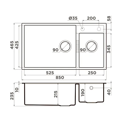 Кухонная мойка Omoikiri Tedori 85-2-U-WH Tetogranit/белый