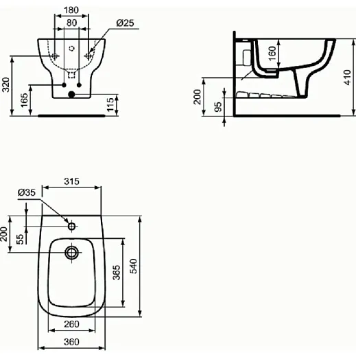 Биде Ideal Standard Esedra T281501 подвесное с крепежом TT0299598