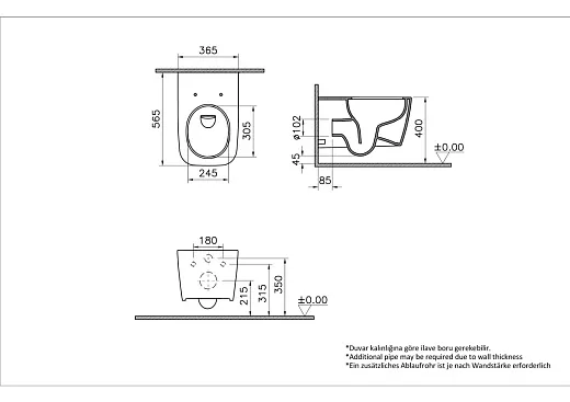 Подвесной унитаз VitrA Metropole Square  безободковый QuantumFlush с сиденьем микролифт, белый, 7906B003-6430