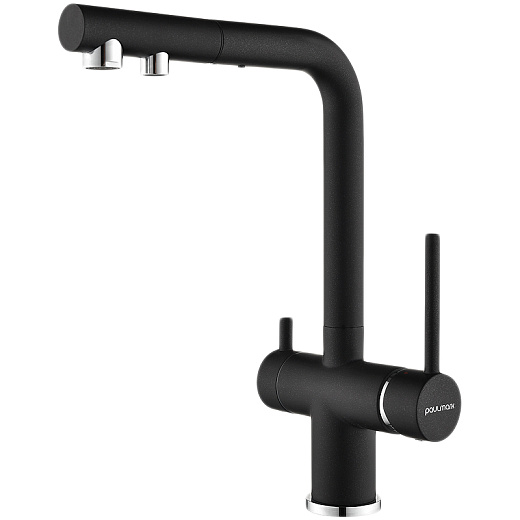 Смеситель для кухни Paulmark Serpentine Se213222-418 чёрный металлик