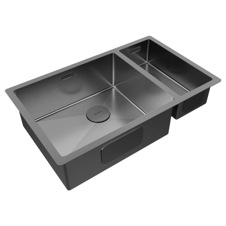 Кухонная мойка Paulmark Next 69/2S Uni PM226944-GML вороненая сталь правая