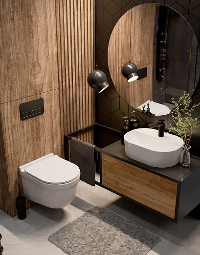 AQM2010 Унитаз подвесной AQUAme сиденье SoftClose, технология смыва QUIET, скрытый крепеж. 520х360х410