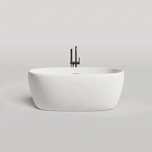Ванна Salini Luce 100122MF, 150 х 75 см, из искусственного камня S-Stone, с донным клапаном, цвет белый матовый, покраска по RAL полностью