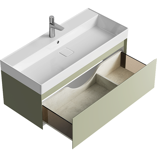 AQWELLA Geometria подвесная тумба с умывальником в комплекте 100 см, цвет зелёный матовый