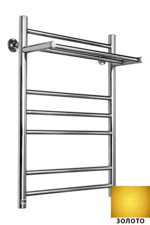 Полотенцесушитель Ростела Свирель V+ нижнее подключение 1" 50x70 8 перекладин с полкой золото