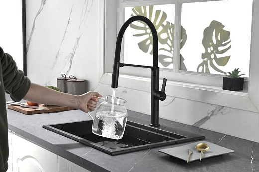 Смеситель PAULMARK BARREL Ba214029-AN, черный антрацит, с гибким изливом