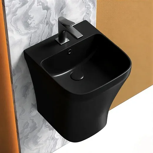 Раковина моноблок Ceramicanova Dion CN6067MB, 36 см, сантехфарфор, цвет черный матовый