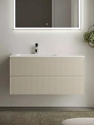 Тумба под раковину Sancos Snob R 100 см подвесная, левая, Beige Soft, SNR100LCE