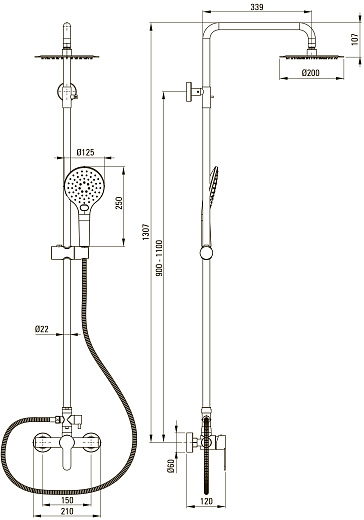 Душевая стойка Deante NEO LUPO NLU_F1RK хром Душевая стойка Deante NEO LUPO NLU_F1RK хром