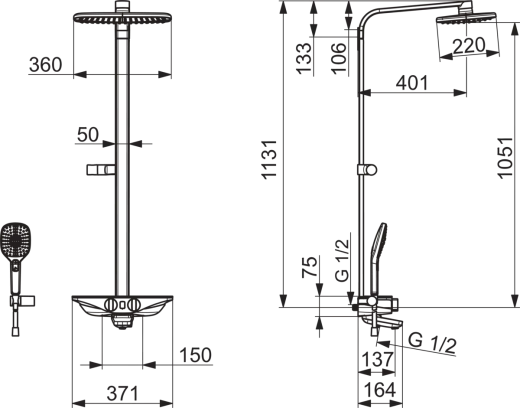 Душевая система с термостатом Oras Esteta Wellfit, 7593U-11