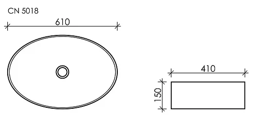 Раковина Ceramicanova Element CN5018 61 x 41 x 15 см, накладная, овальная, без перелива, сантехфарфор